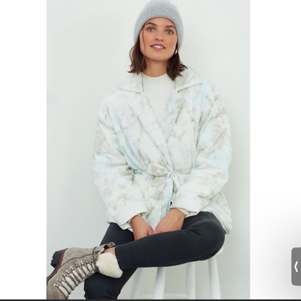 Blank NYC Perfect Day Belted Watercolor Puffer Jacket Size M